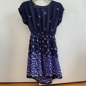 Cooperative Navy Pattern Mini Dress SMALL Lightweight Unlined Polyester